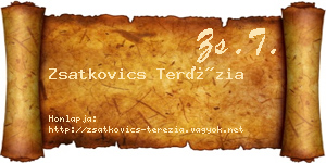 Zsatkovics Terézia névjegykártya
